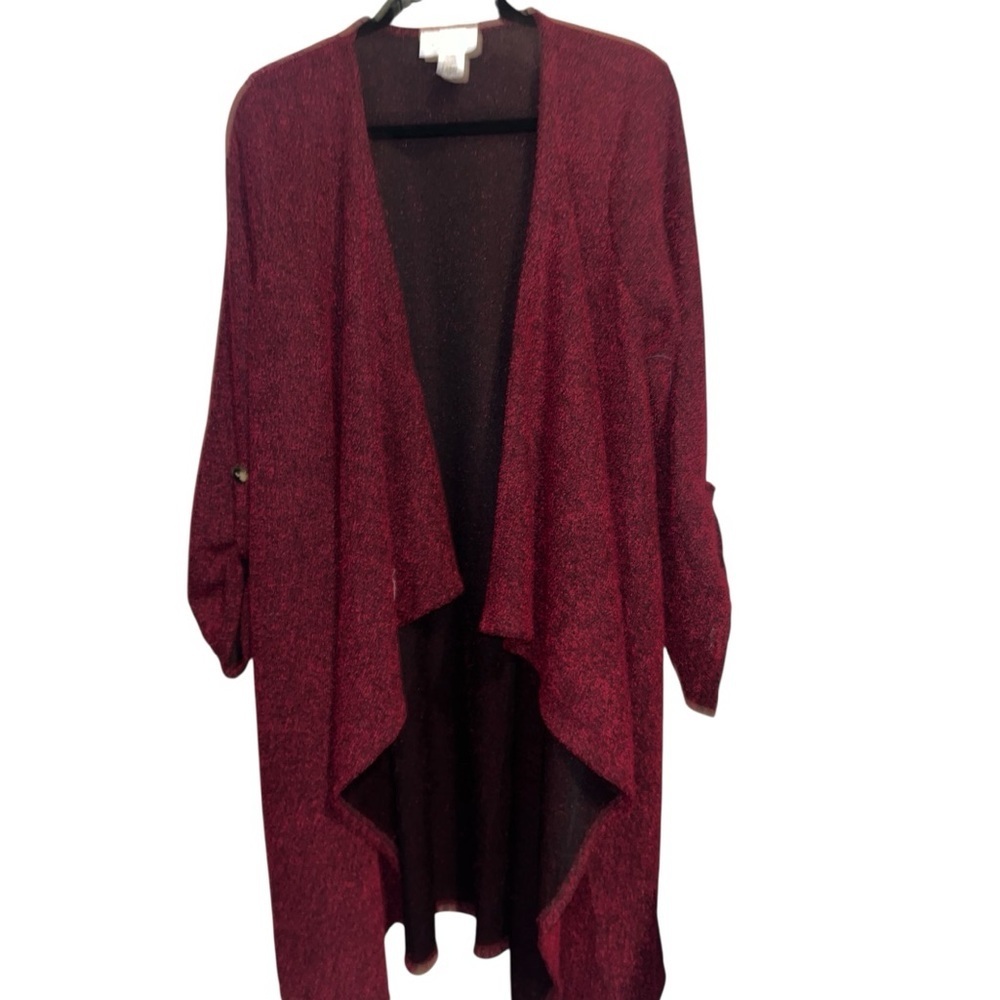 SALE!!!  Janette Plus Deep Red Open-Front Cardigan